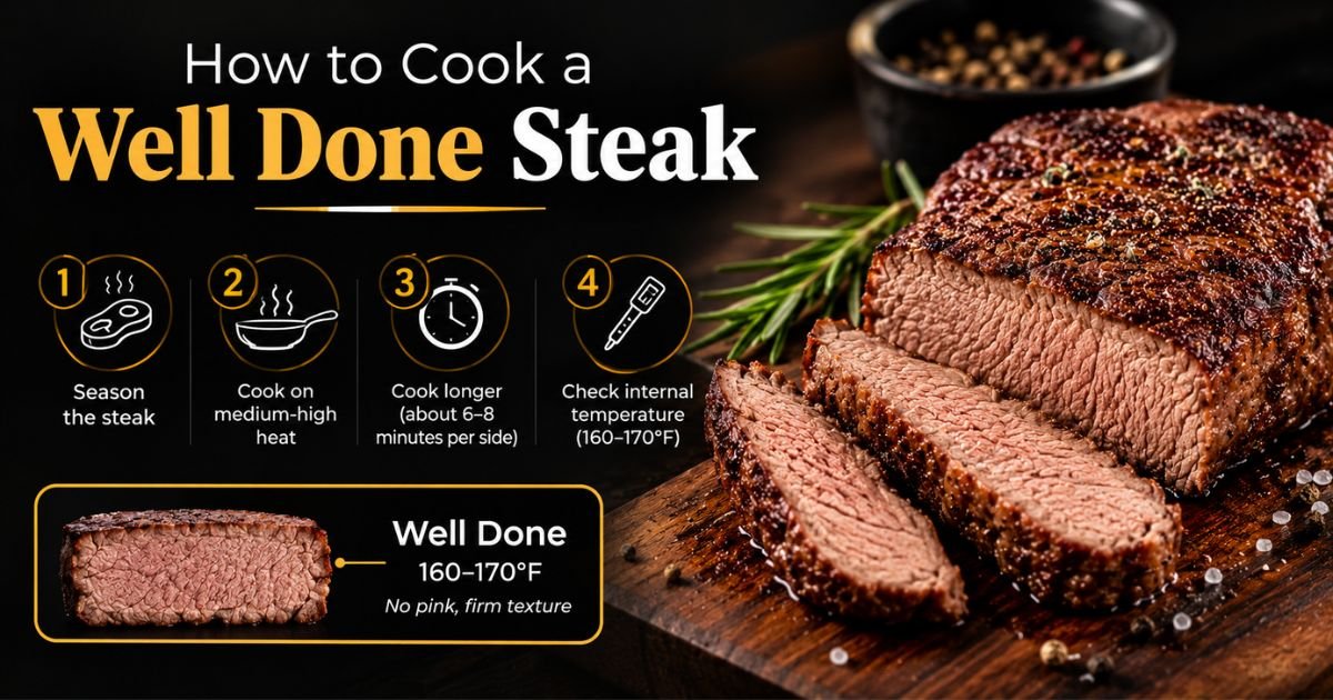 how do you cook a well done steak