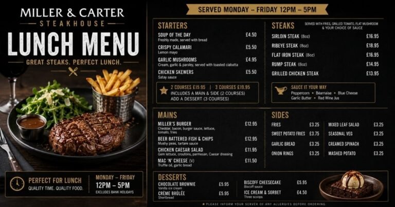 Miller and Carter Lunch Menu