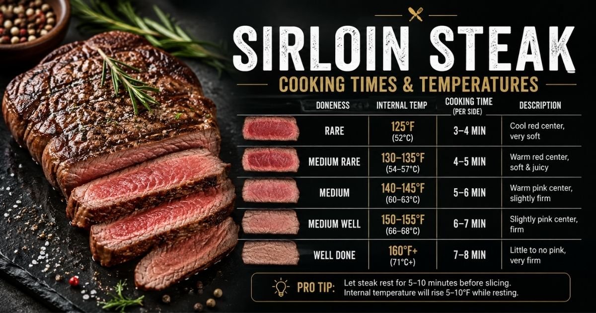 Sirloin Steak Cooking Times and Temperatures